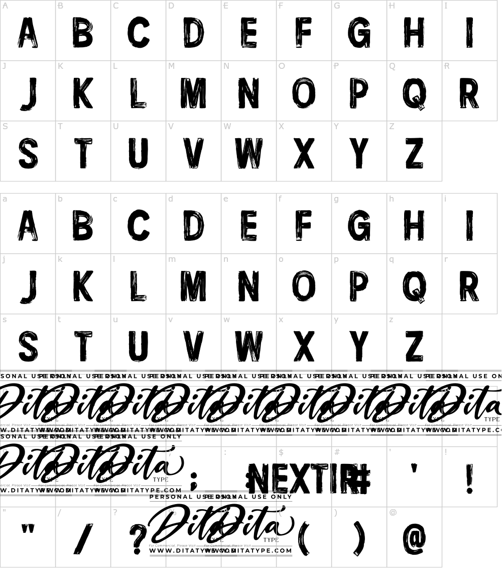 Zeichen der Schriftart: Nextir Brush