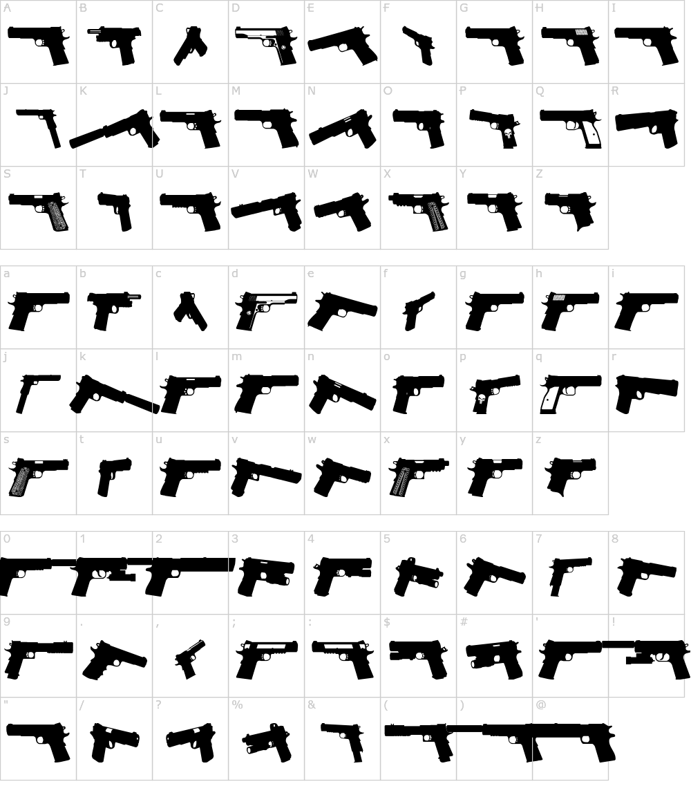 Zeichen der Schriftart: 1911