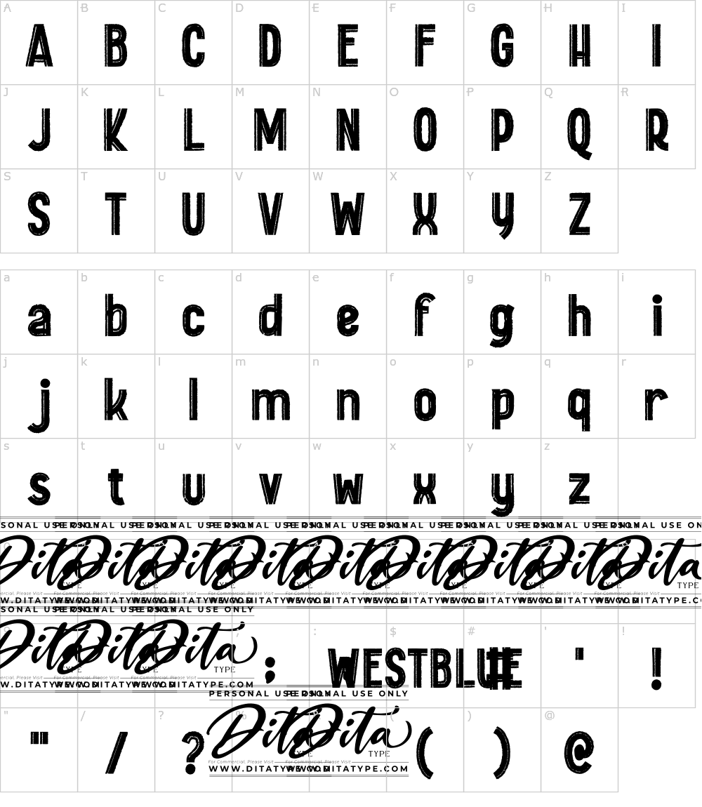 フォントの文字: Westblue