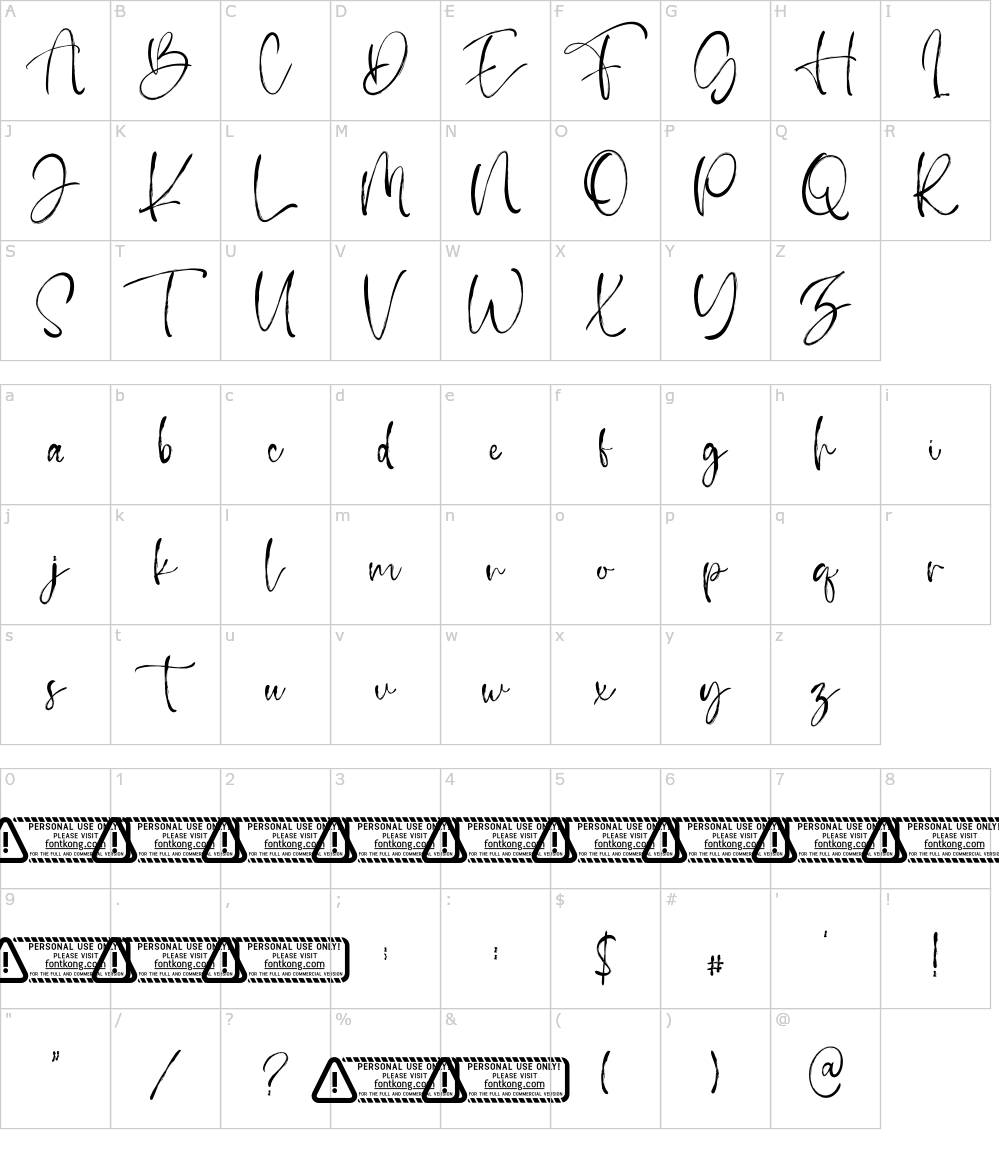 Caracteres da fonte - Jefferson [Kong Font]