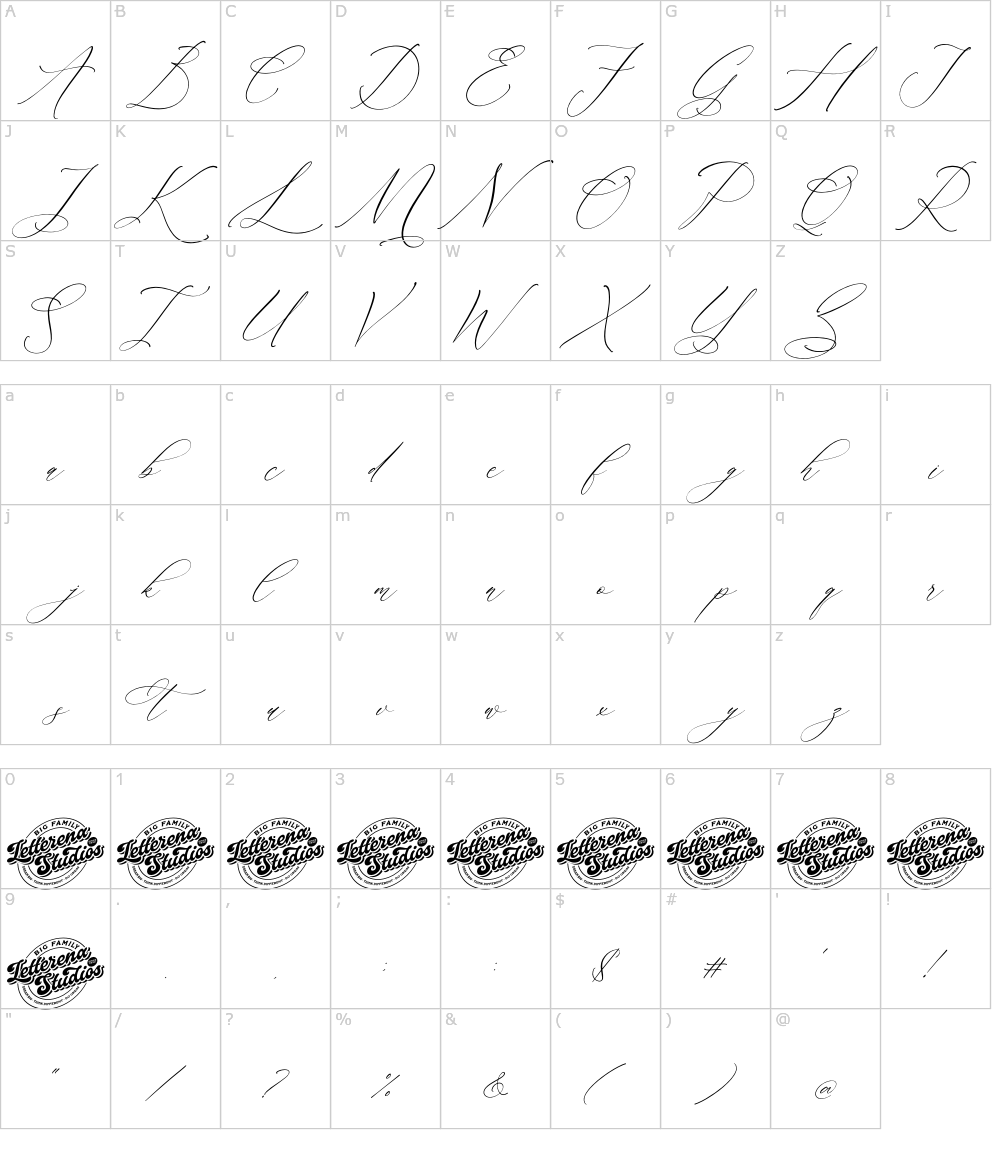 フォントの文字: Creattons Balleryna