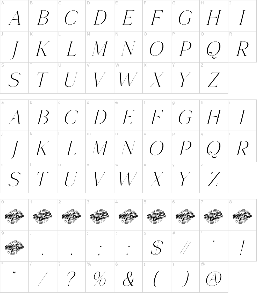 フォントの文字: Onesta Vigano
