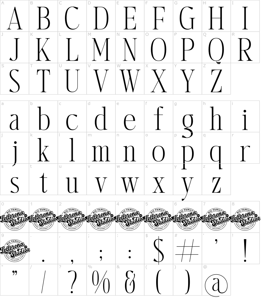 フォントの文字: Harfterd