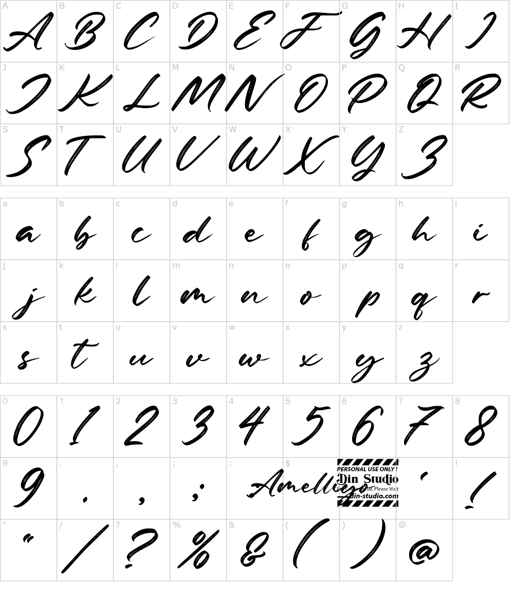 フォントの文字: Amelliyo