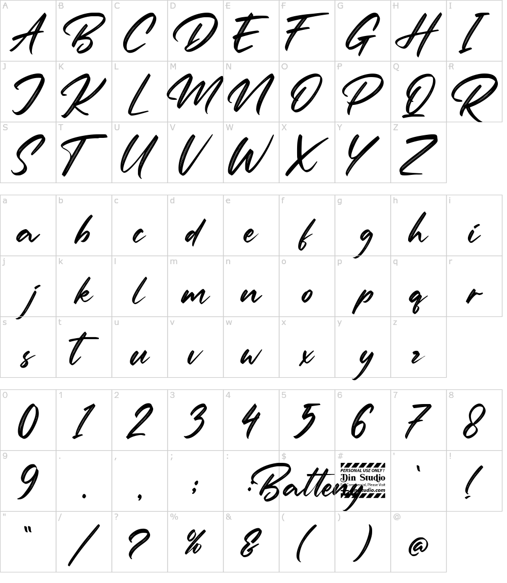 フォントの文字: Batteny
