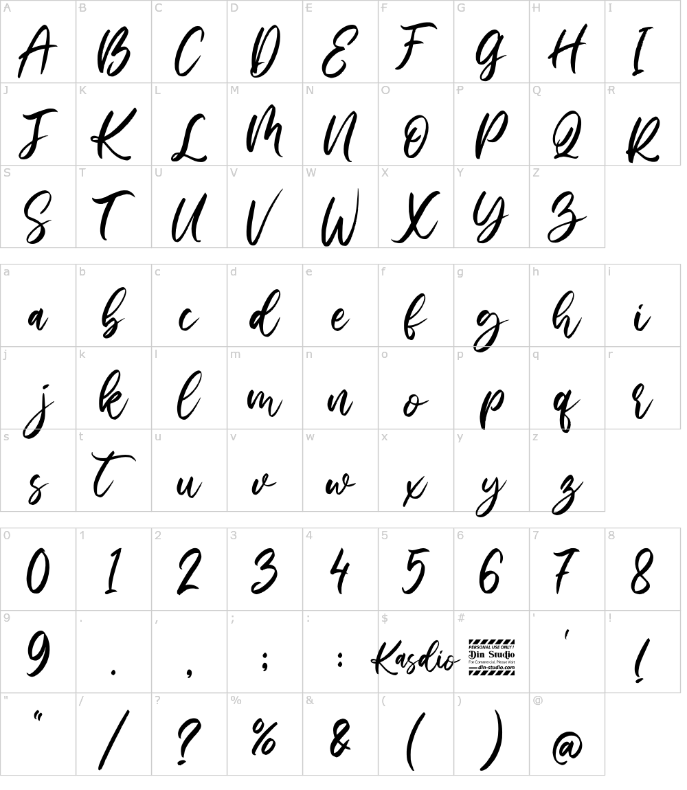 フォントの文字: Kasdio