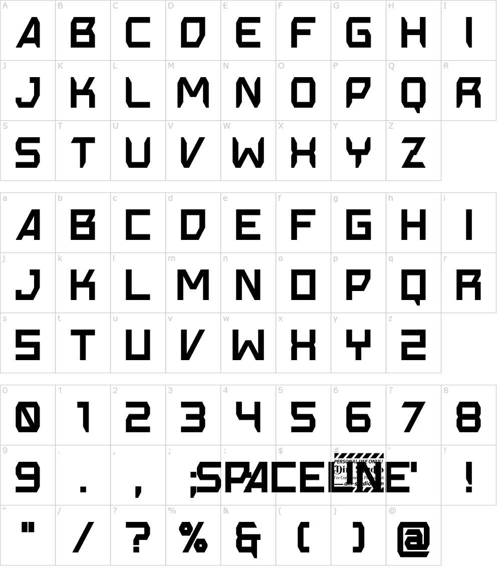 Characters: Spaceline Font