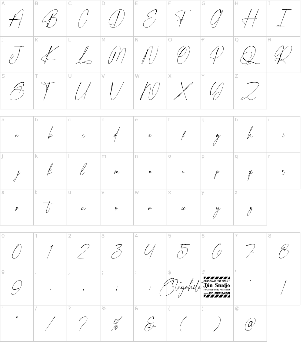 フォントの文字: Staywhite