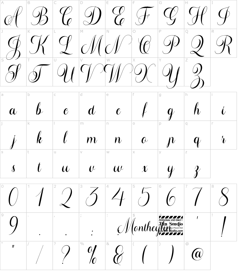 Characters: Montheylin Font