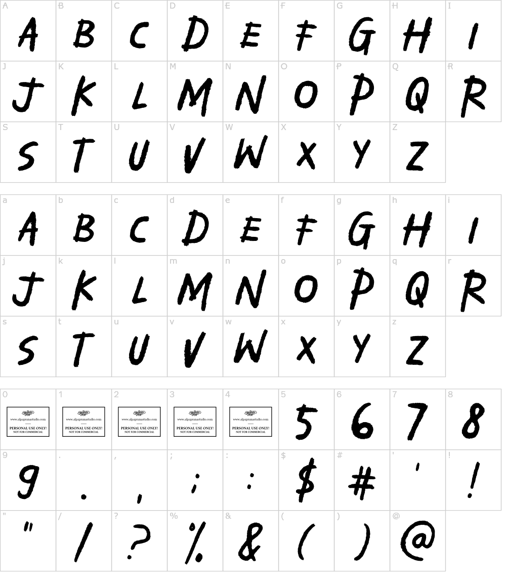 フォントの文字: Grimshade