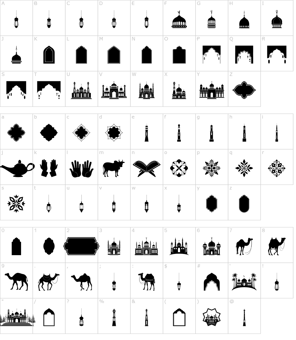 Characters: Bahlull Dingbats Font