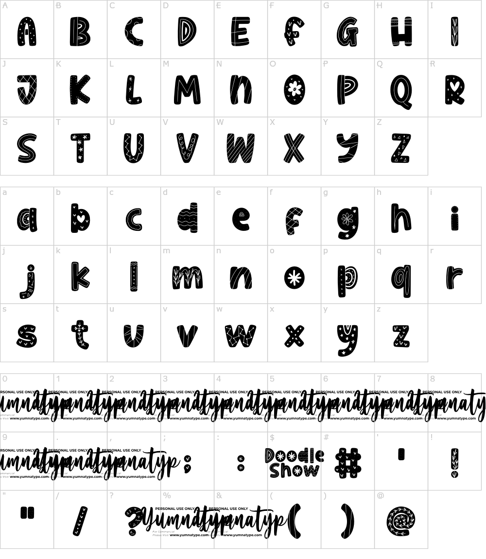 フォントの文字: Doodle Show