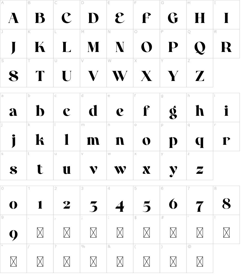 Caracteres da fonte - Skadina
