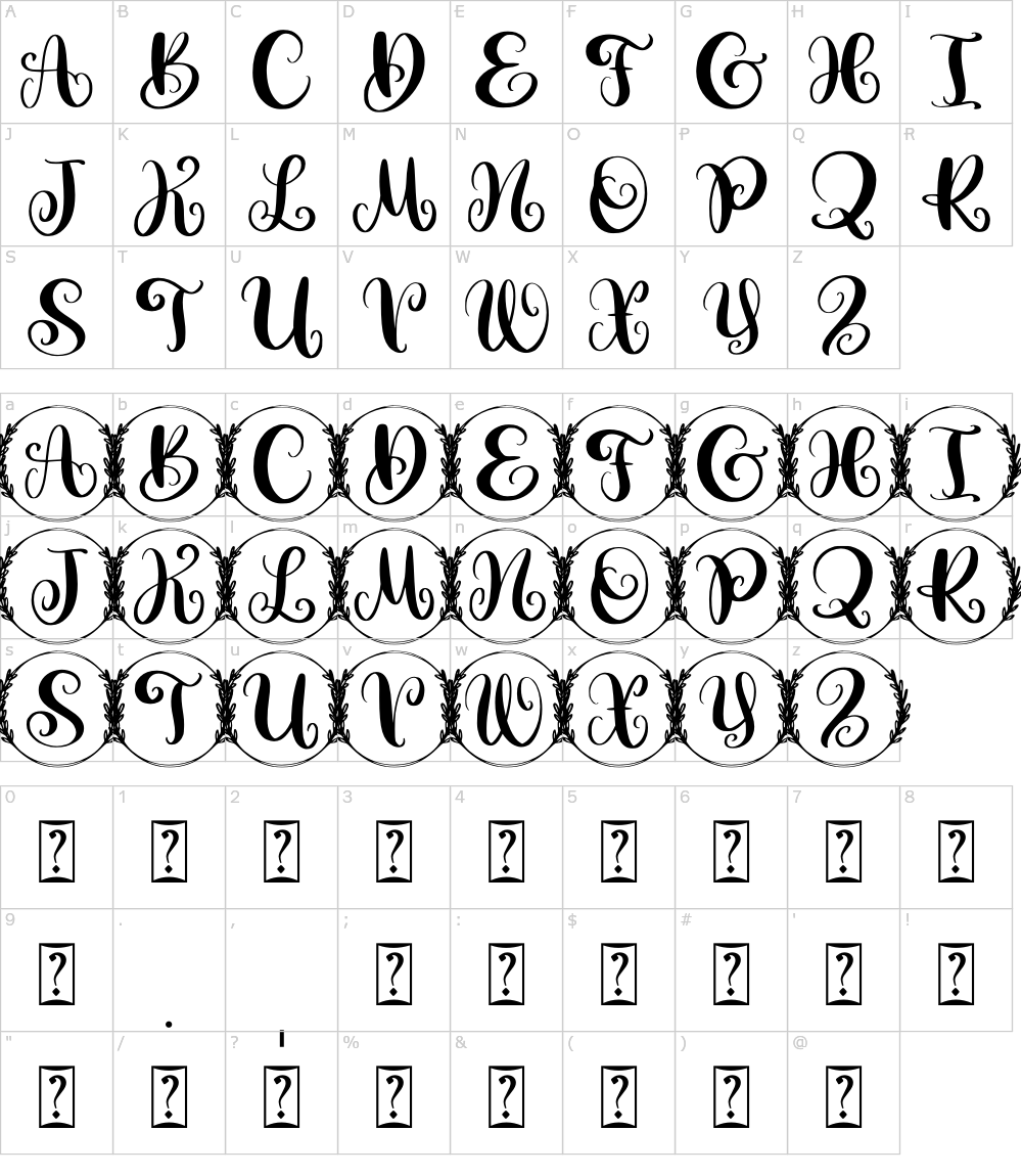 Caratteri del Font - Amilie