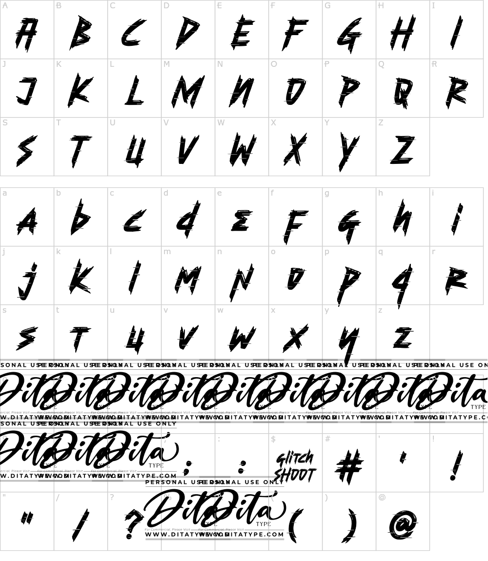 폰트 문자: Glitch Shoot