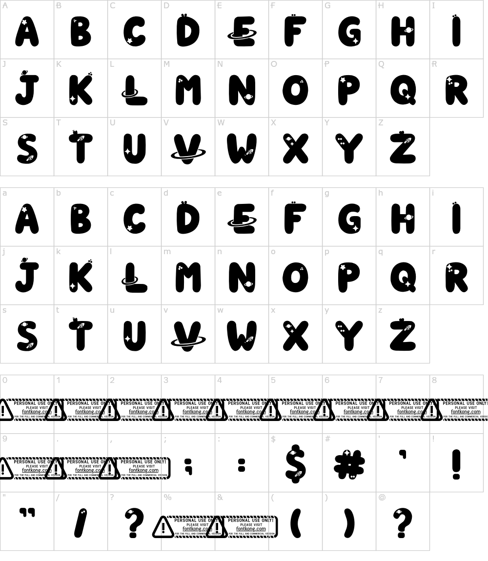 フォントの文字: Astromeda