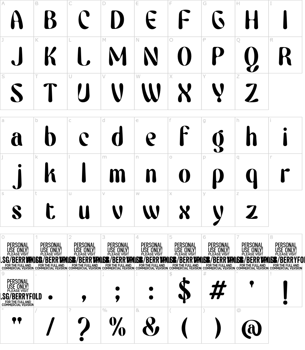 Caratteri del Font - Berryfold