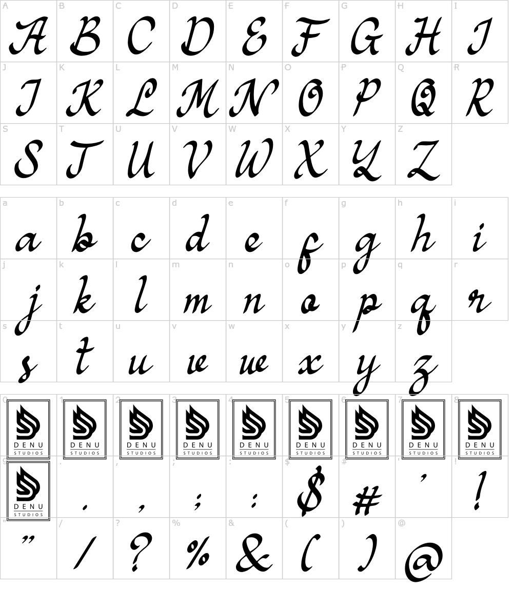 フォントの文字: Lesstari Menandy