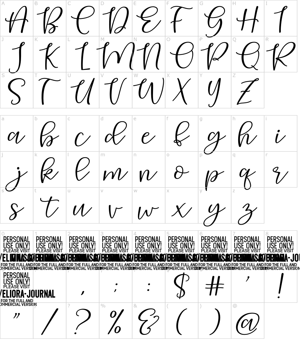 フォントの文字: Eliora Journal