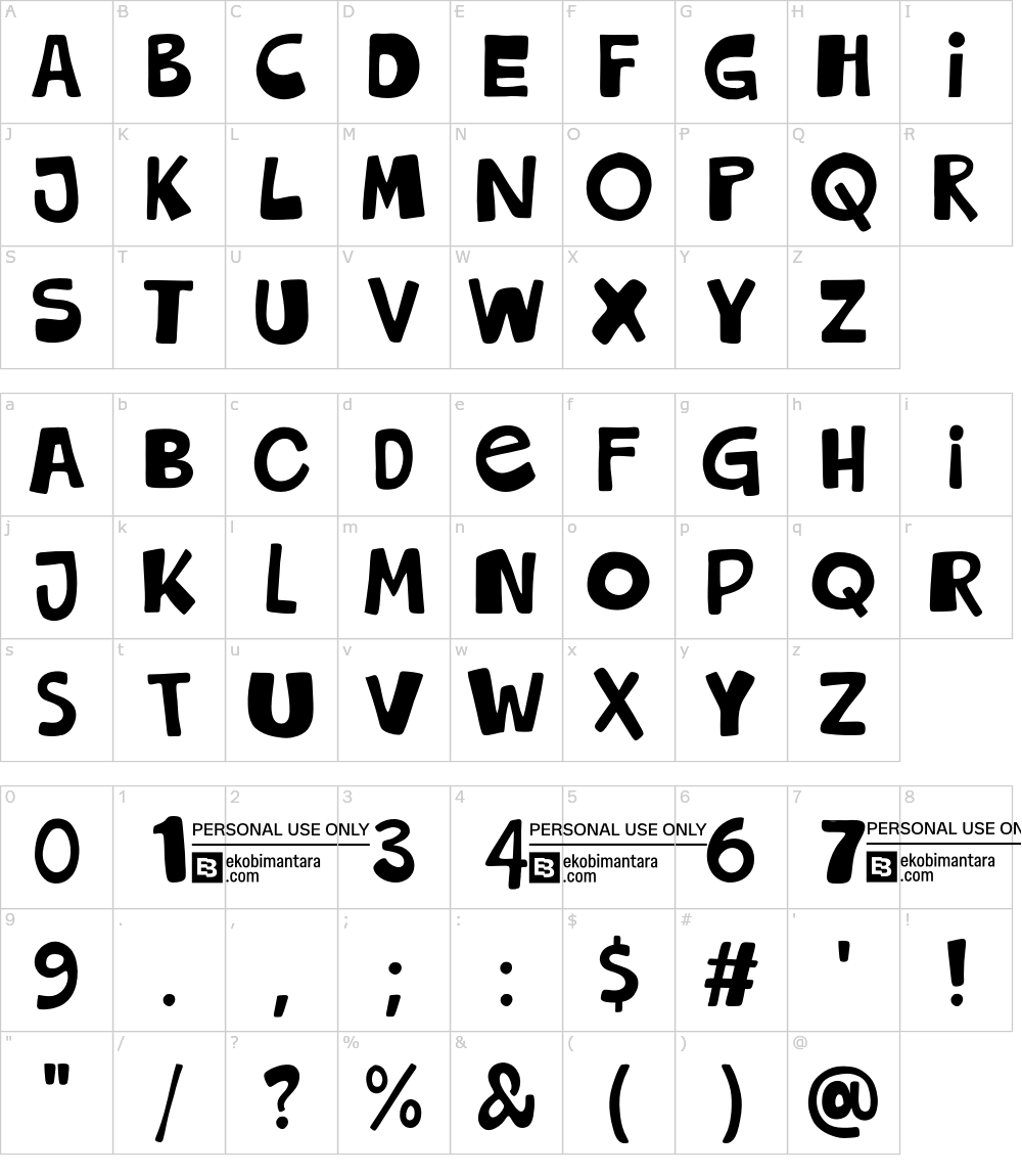 Caratteri del Font - Mushbie
