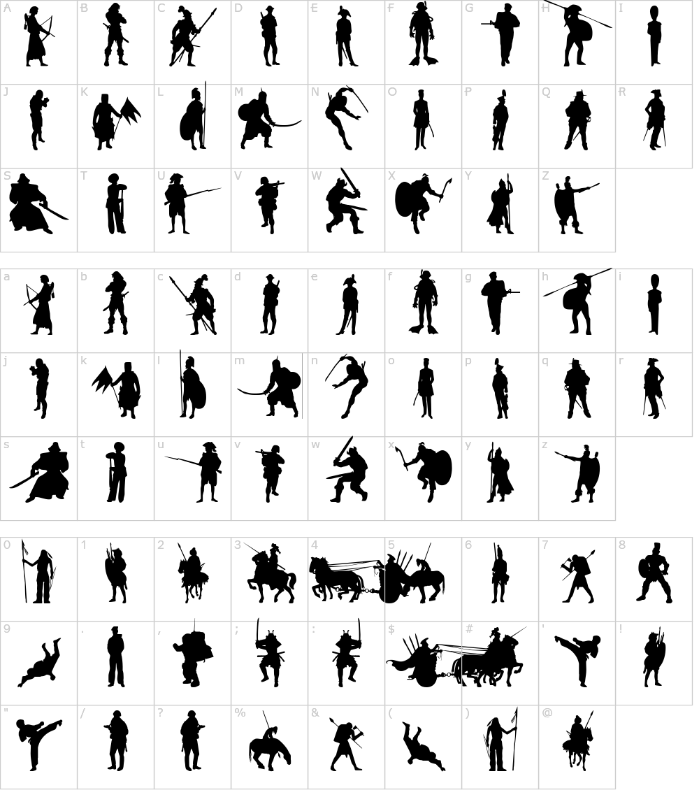 フォントの文字: Time Warriors