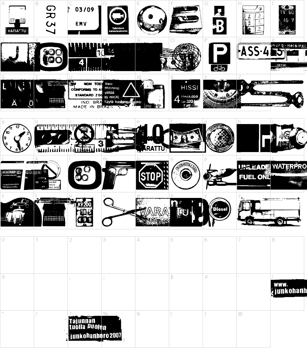 フォントの文字: Tajunnan Tuolla Puolen