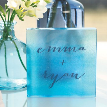 Aqueous Block Cake Topper Featuring Bombshell Pro Font