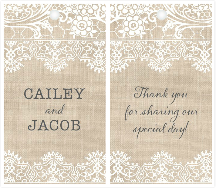 BURLAP LACE WEDDING FAVOR GIFT TAG