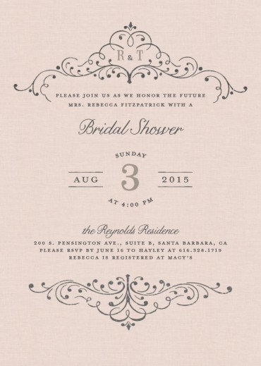 Flourish Bridal Shower Invitation Featuring Nelly Script Font