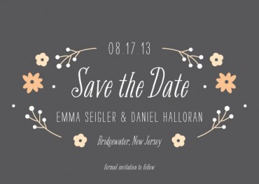 Flower Garden Save the Date Card Featuring Bookeyed Suzanne Font