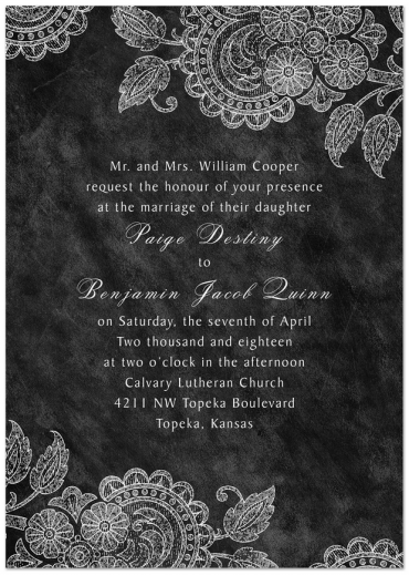 Floral Chalkboard Silhouette Invite Featuring Citadel Script Font