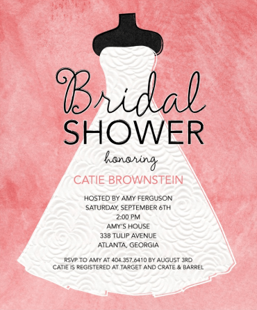 Graceful Gown Shower Invitation Featuring Amelie Font