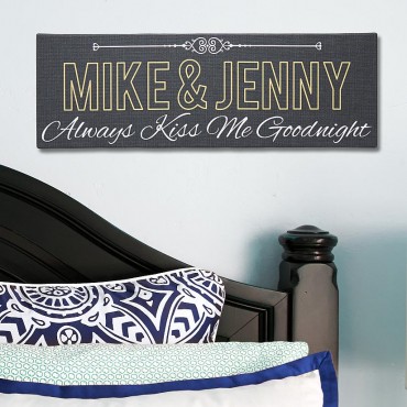 Kiss Me Goodnight Canvas Featuring Alex Brush Font