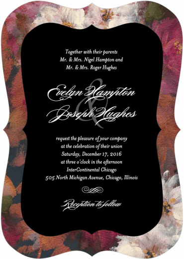 Natural Glamour Wedding Invitation Featuring Burgues Script Font