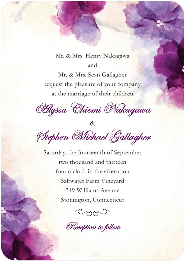 Soft Bougainvillea Wedding Invitation