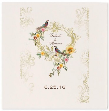 Vintage Birds Dinner Napkin Featuring Copperplate Font