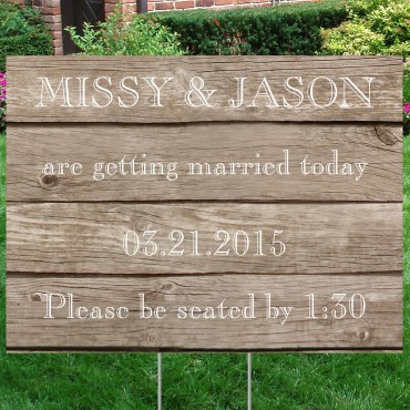 Wood Grain Yard Sign Featuring Caslon Openface Font
