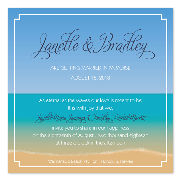 beach paradise wedding invitation