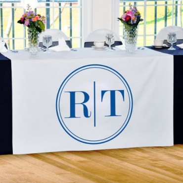 Circle Monogram Table Runner Featuring Modern No. 20 Font