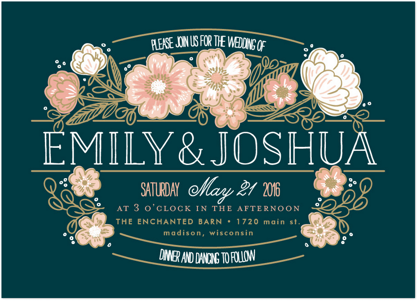 country florals wedding invitation