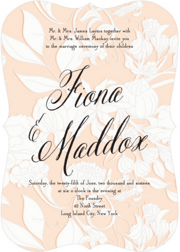 Elegant Blush Wedding Invitation Featuring Belluccia Font