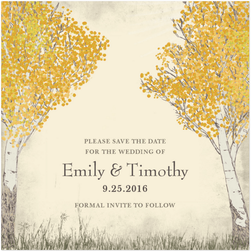 fall tranquility save the date card