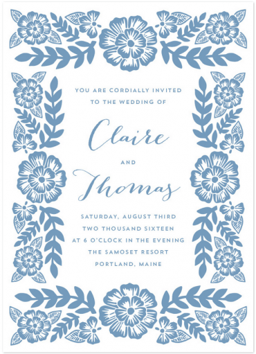 Folk Floral Wedding Invitation Featuring Bombshell Pro Font