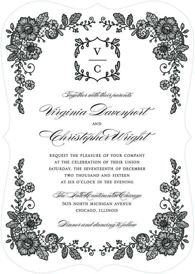 gold garland wedding invitation