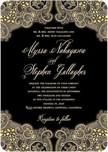 Intricate Allure Wedding Invitation Featuring Belluccia Font