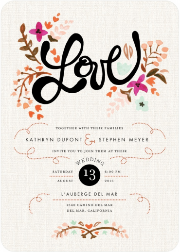 Love Wedding Invitation Featuring Filosofia Font