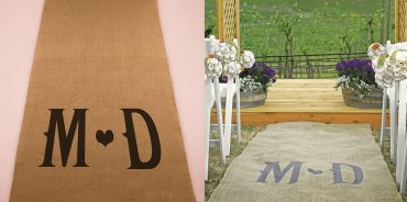 Burlap Aisle Runner Featuring Campanile Font