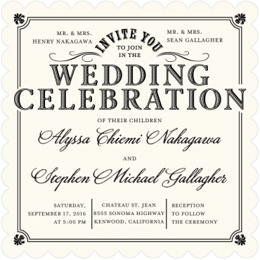 Refined Union Wedding Invitation Featuring Lily Wang Font