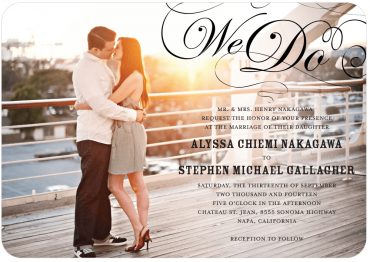 Stunning Flourish Wedding Invitation Featuring Rosewood Font
