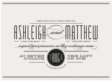 Twine Inspired Wedding Invitation Featuring Matchbook Font
